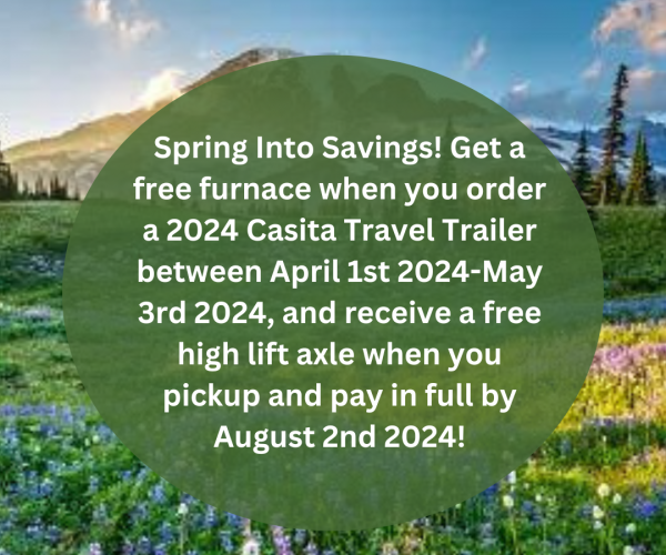Spring into Savings! Get a free electric tongue jack and black contoure microwave when you order a 2024 Casita between April 1 2024-May 3rd 2024 (3)